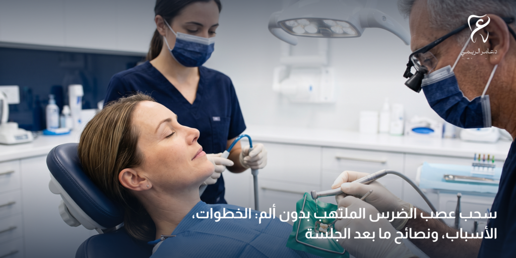 سحب عصب الضرس الملتهب بدون ألم: الخطوات، الأسباب، ونصائح ما بعد الجلسة